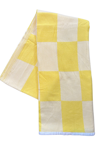 Sunshine Yellow Checkered Turkish Cotton Towel