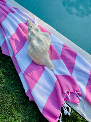 Hot Pink Stripes Turkish Towel