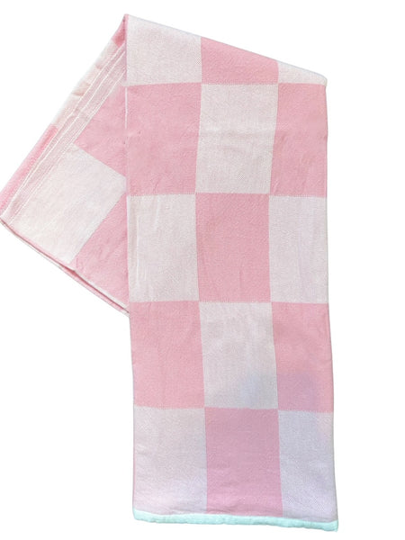 Pink Checkered Turkish Cotton Towel