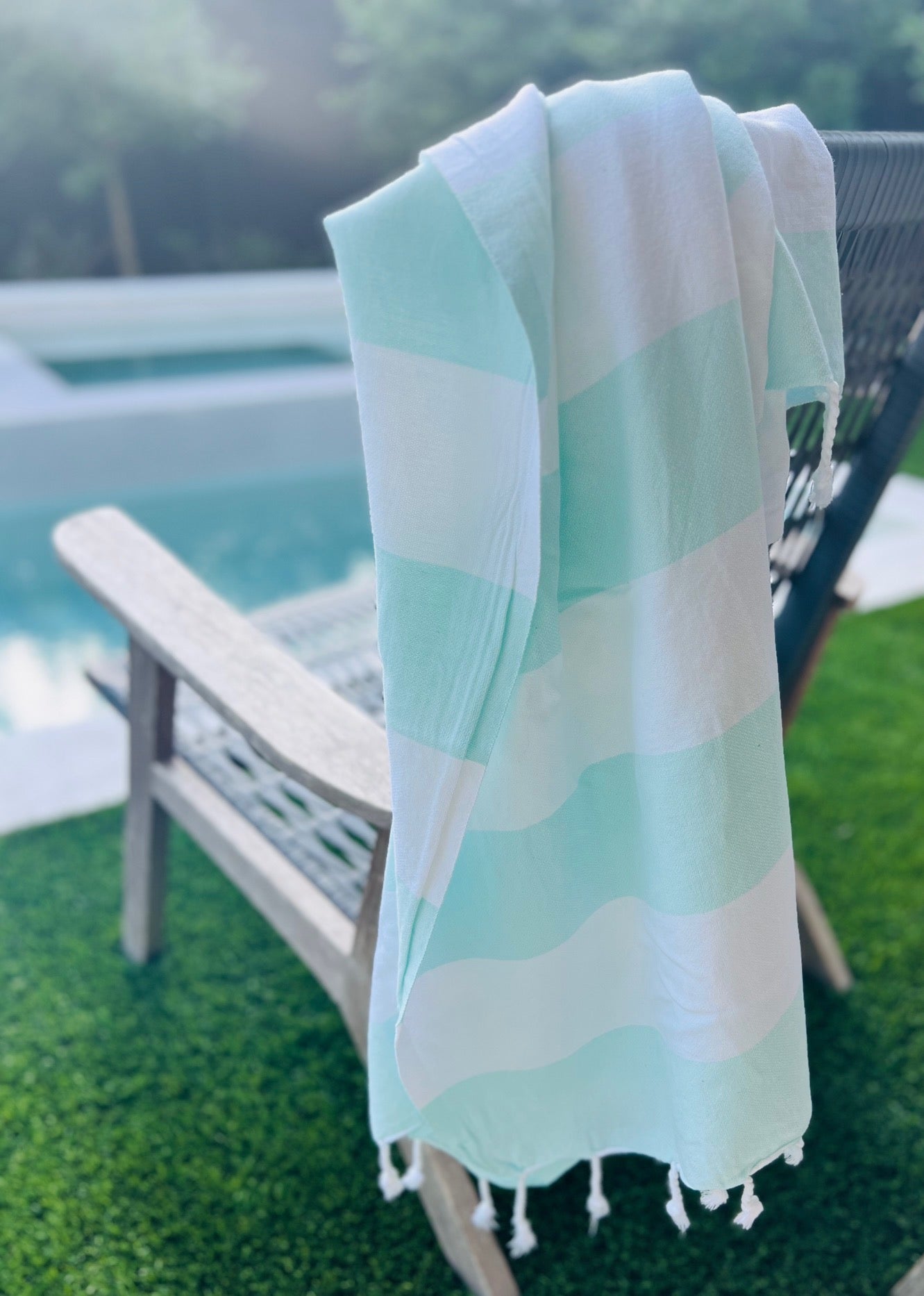 Mint and White Stripes Turkish Towel