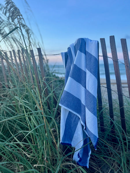 Cabana Navy Blue Stripe Turkish Towel