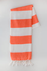 Coral Stripes Turkish Towel