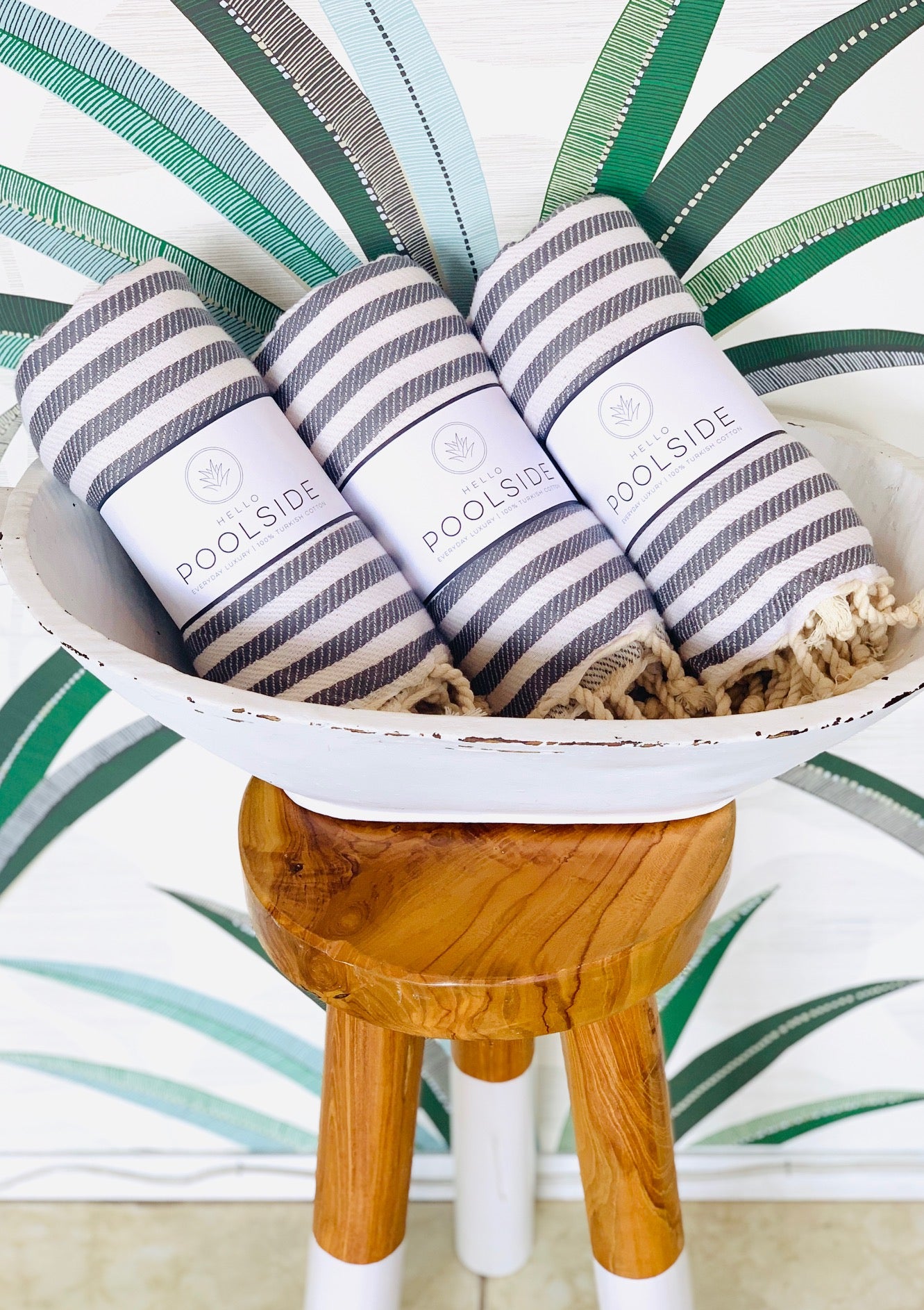 Gray & White Turkish Towel Hello Poolside