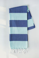 Mint and Navy Stripes Turkish Towel